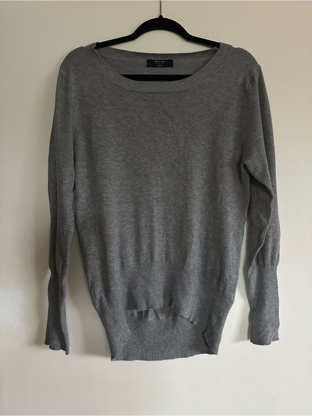 BRASS Grey Scoop-Neck Lightweight Women's Sweater